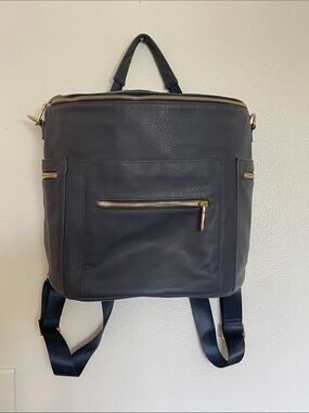Miss Fong Classic Black Baby Backpack with Gold Hardware